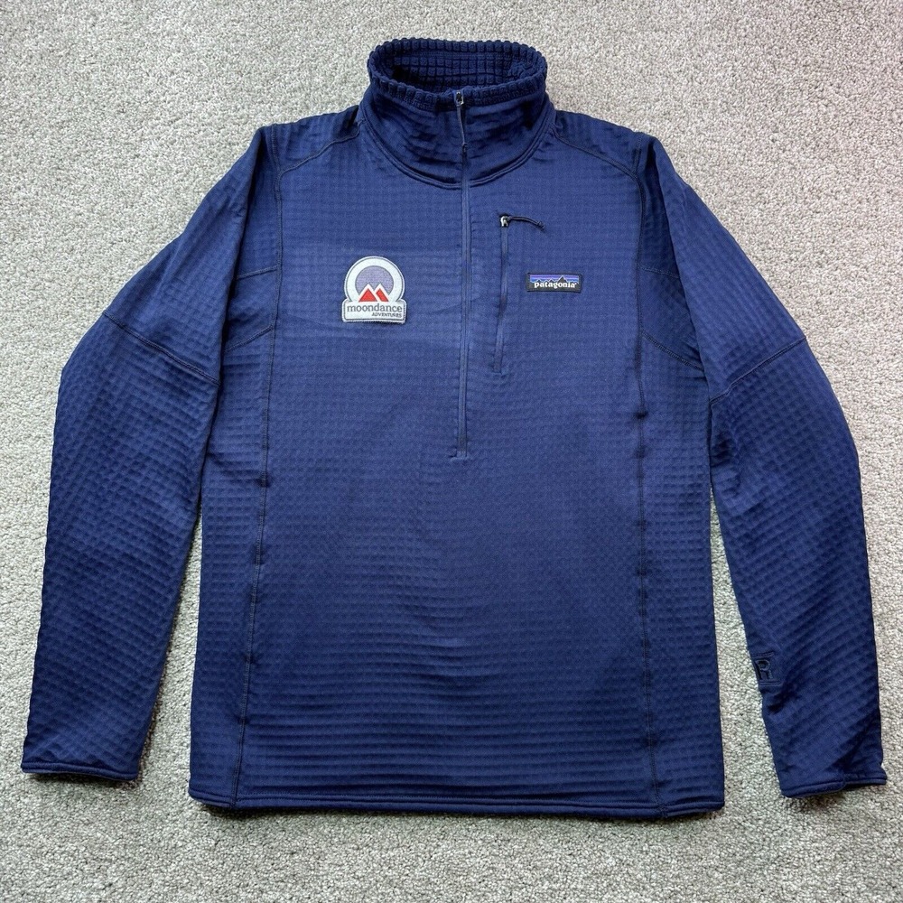 Patagonia 1/4 Zip Pullover R1 Pullover‎ Waffle Grid Polartec 40110 Navy Men's S
